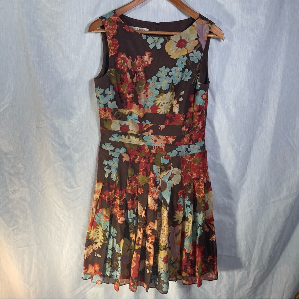 Kay Unger NewYork Multicolor Floral Wool Silk FitNFlare Mini DressFALL Cocktail